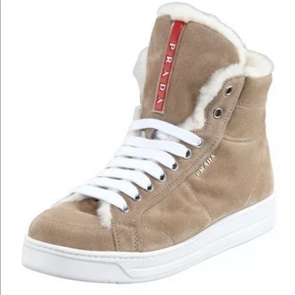 high top fur sneakers